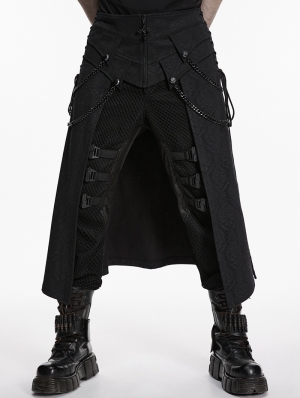 Black Gothic Punk Personalized Street Skirt for Men