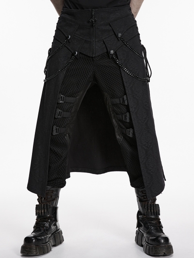 Black Gothic Punk Personalized Street Skirt for Men