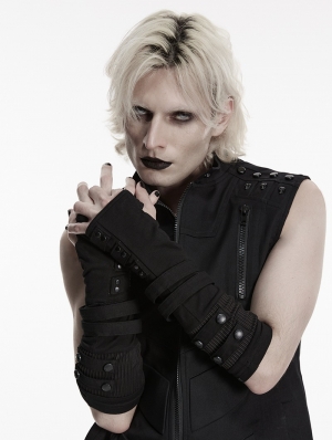 Black Gothic Cyberpunk Rivets Gloves for Men