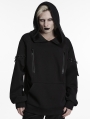 Black Gothic Cyberpunk Mesh Knitted Hoodie for Men