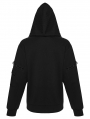 Black Gothic Cyberpunk Mesh Knitted Hoodie for Men