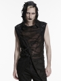Black Gothic Wasteland Hooded Tattered Vest Top for Men