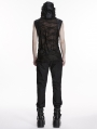 Black Gothic Wasteland Hooded Tattered Vest Top for Men