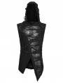 Black Gothic Wasteland Hooded Tattered Vest Top for Men