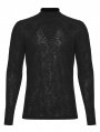 Black Gothic Dark Decal Patterned Knitted T-Shirt for Men