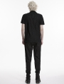 Black Gothic Patterned Pleated Drape T-Shirt for Men