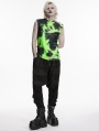 Black and Green Tie-Dyed Cyber Gothic Vest Top for Men
