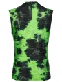 Black and Green Tie-Dyed Cyber Gothic Vest Top for Men