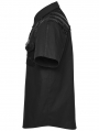 Black Gothic Punk Distressed Mesh Spliced Shirt for Men