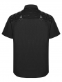 Black Gothic Punk Distressed Mesh Spliced Shirt for Men
