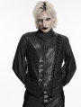 Black Steampunk Gothic Asymmetric Striped Leather Vest for Men