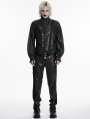 Black Steampunk Gothic Asymmetric Striped Leather Vest for Men