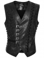 Black Steampunk Gothic Asymmetric Striped Leather Vest for Men