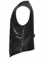 Black Steampunk Gothic Asymmetric Striped Leather Vest for Men