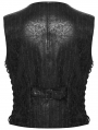 Black Steampunk Gothic Asymmetric Striped Leather Vest for Men