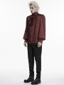 Red Gorgeous Gothic Coffin Embroidered Men's Shirt with Detachable Collar