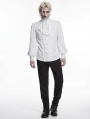 Black Gorgeous Gothic Coffin Embroidered Men's Shirt with Detachable Collar