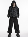 Black Gothic Punk Waterproof Mesh Spliced Jacket for Men
