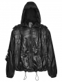 Black Gothic Punk Waterproof Mesh Spliced Jacket for Men