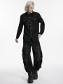 Black Handsome Punk Zipper Gothic Shirt for Men
