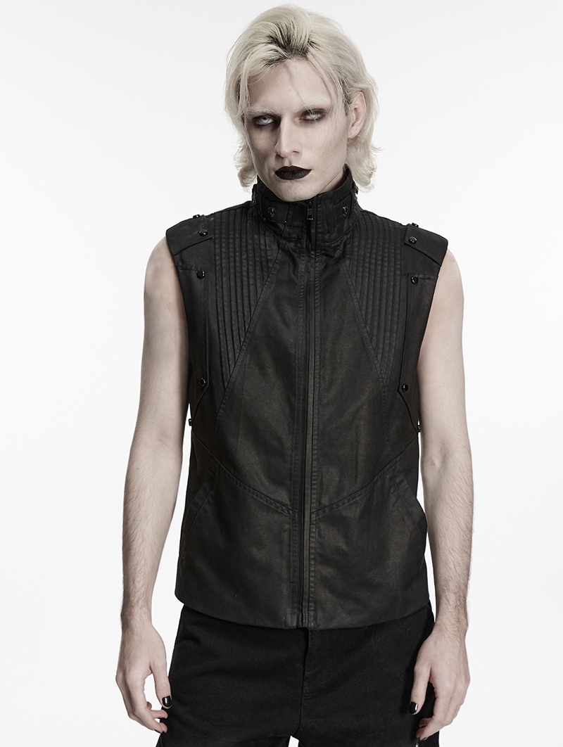 Black Dark Gothic Punk Functional Vest for Men