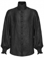 Black Gothic Retro Palace Lantern Sleeve Jacquard Shirt for Men