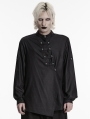 Black Gothic Dark Punk Asymmetric Placket Shirt for Men