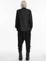 Black Gothic Dark Punk Asymmetric Placket Shirt for Men