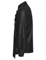 Black Gothic Dark Punk Asymmetric Placket Shirt for Men
