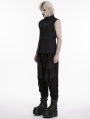Black Gothic Cyberpunk Rivets Zipper Vest for Men