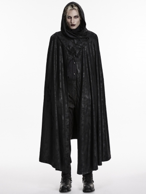Black Gothic Night Bat Wing Hooded Cloak for Men