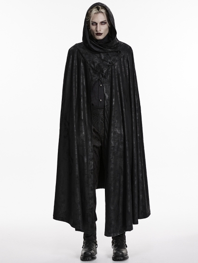 Black Gothic Night Bat Wing Hooded Cloak for Men