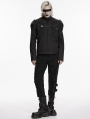Black Gothic Punk Functional Future Armor Coat for Men