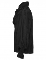 Black Gothic Ruffled Bow Tie Pullover Shirt for Men