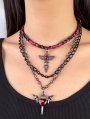 Dark Gothic Layered Heart Wing Pendant Necklace