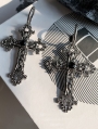 Silver Cross Vintage Cross Hoop Earrings