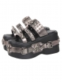 Grey Metallic Punk Gothic Studded Platform Sandals