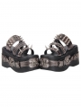Grey Metallic Punk Gothic Studded Platform Sandals