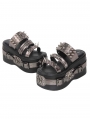 Grey Metallic Punk Gothic Studded Platform Sandals