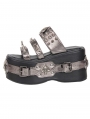 Grey Metallic Punk Gothic Studded Platform Sandals