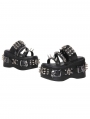 Black Metallic Punk Gothic Studded Platform Sandals