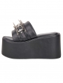 Black Gothic Wedge Platform Open Toe Sandals