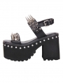 Black Gothic Buckle Strap Ridged Sole Slide Sandals