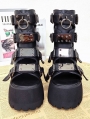 Black Gothic Punk Metallic Buckle Platform Sandals