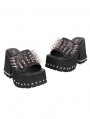 Black Punk Spiked Gothic Chained Platform Slide Sandals