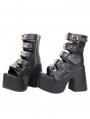 Black Gothic Punk Platform Heeled Ankle Bootie Sandals