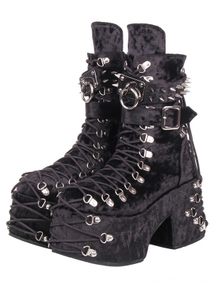 Black Gothic Punk Strappy Chunky Platform Boots