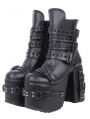 Black Gothic Punk Block High Heel Platform Boots