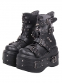 Black Gothic Punk Buckle Decor Platform Boots