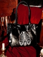 Black Gothic Skeleton Pattern Leather Tote Bag